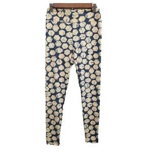 Lulu Roe Womens Size 1 Blue Yellow Geometric Pull On Skinny Pants / Leggings